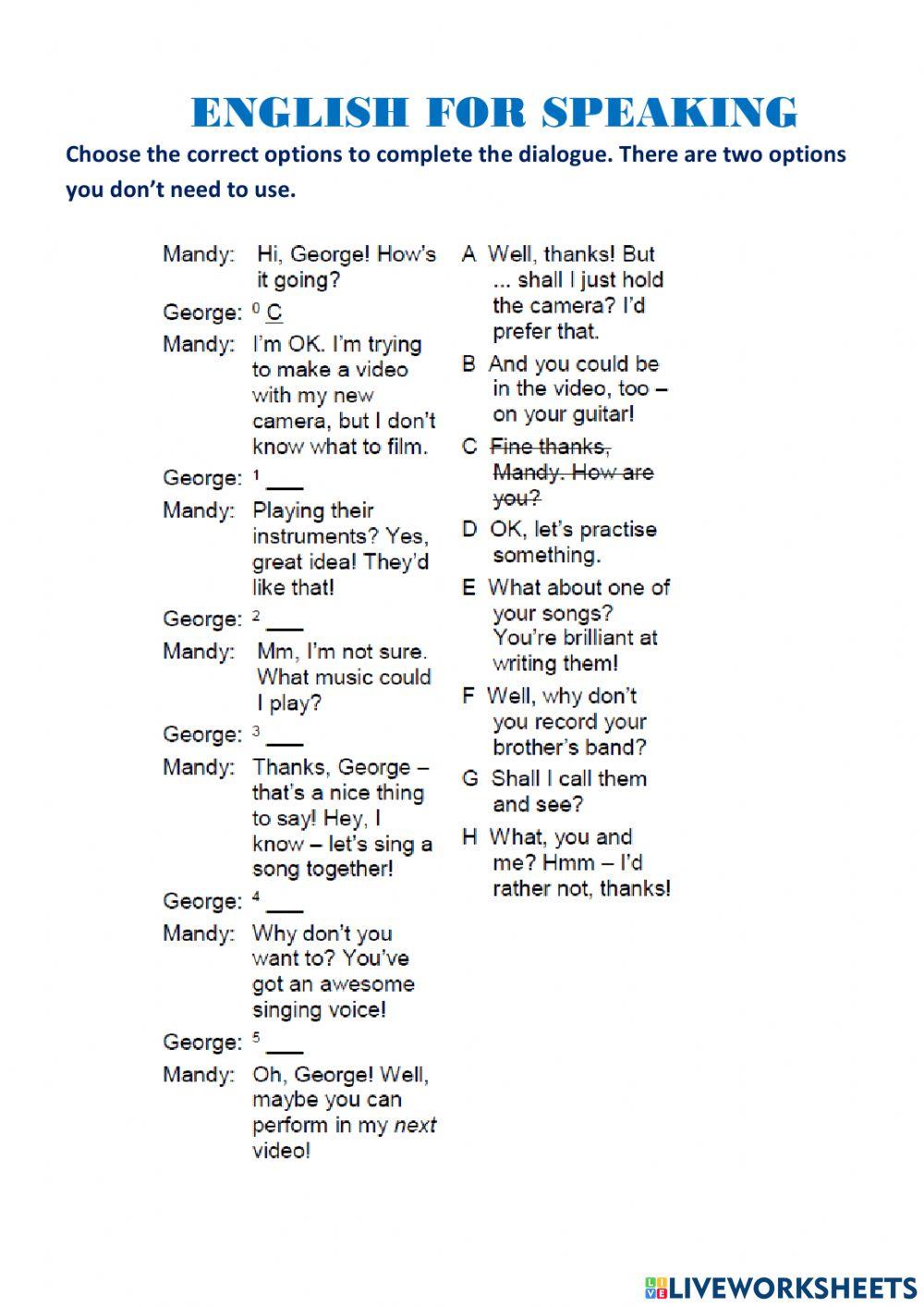 WW3 Unit 1.6 Speaking