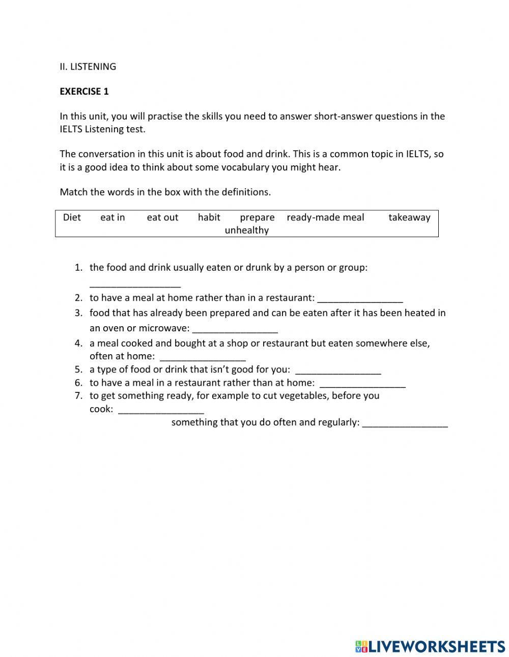 IE1, Unit 2, Listening, Exercise 1