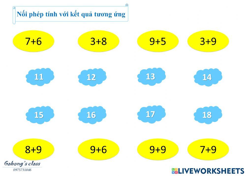 Cộng trừ trong phạm vi 20