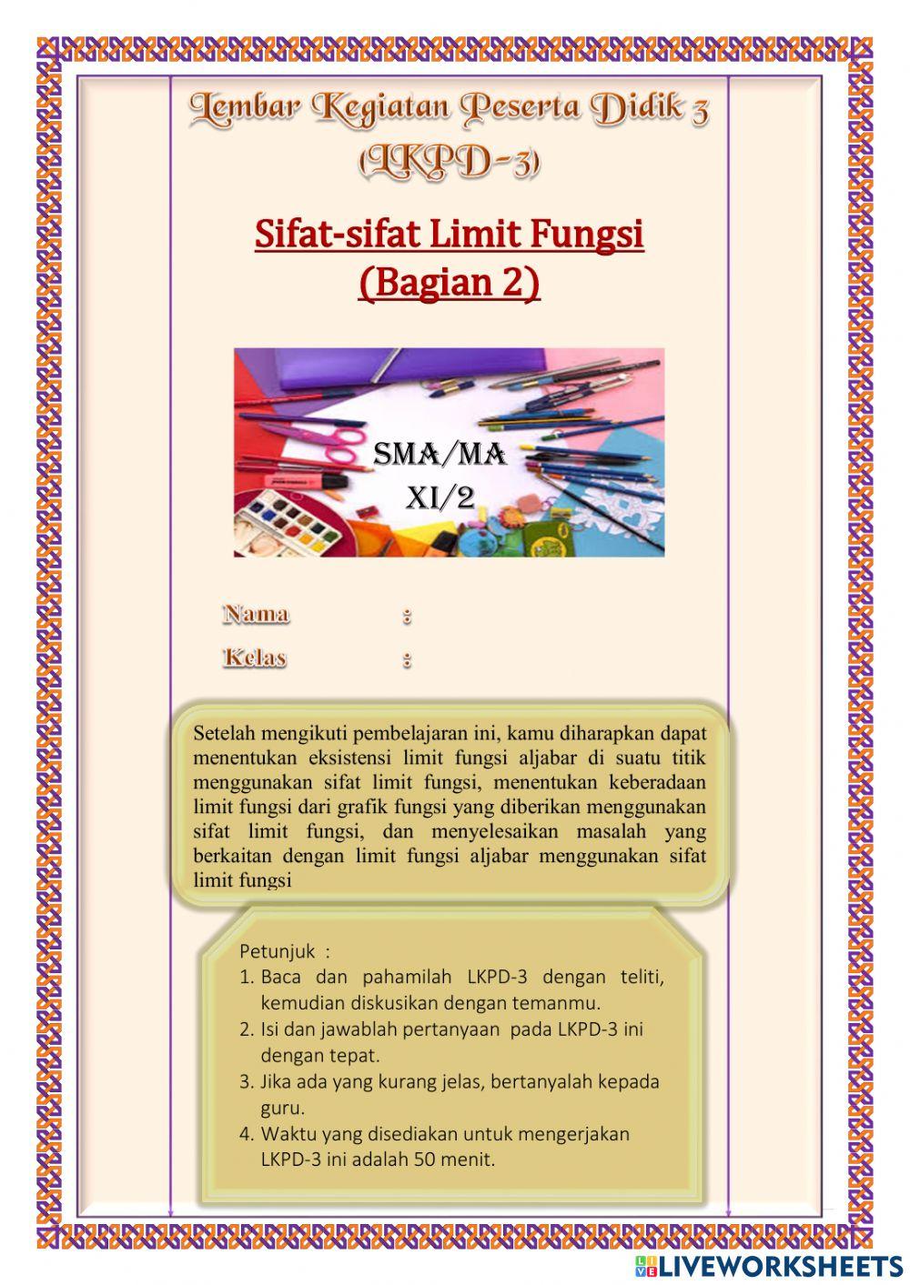 Sifat-sifat Limit Fungsi Lanjutan