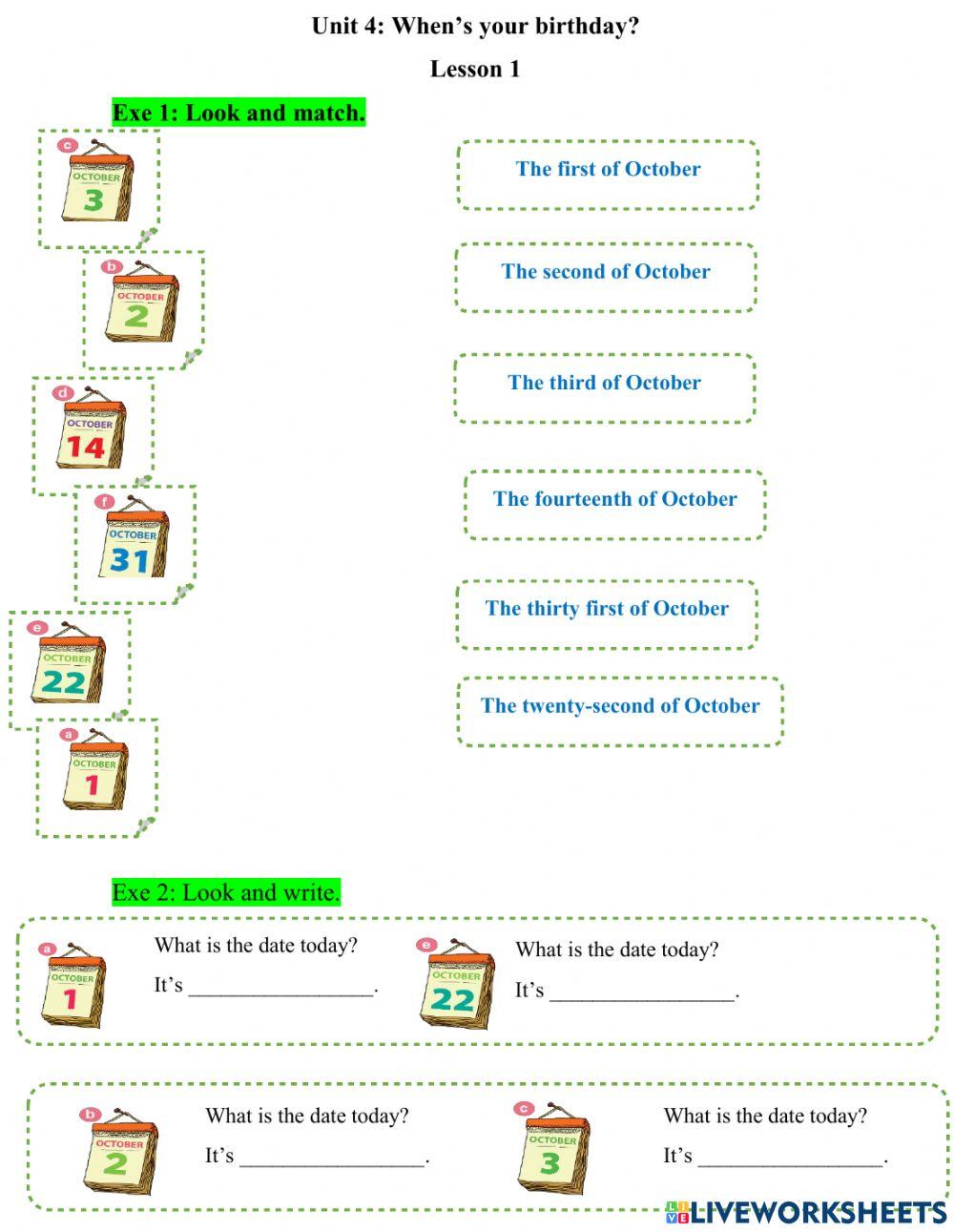 Unir 4: When's your birthday ? L1