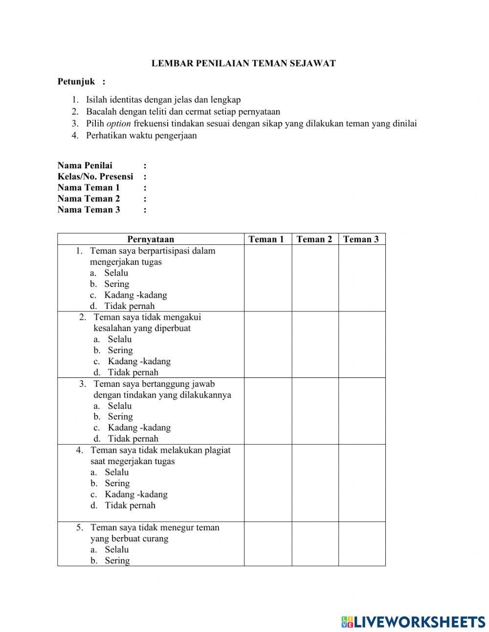 Penilaian Teman Sejawat