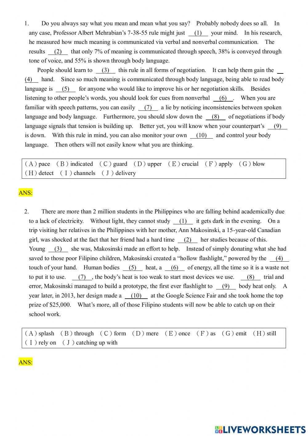 Hl文意選填 21-30