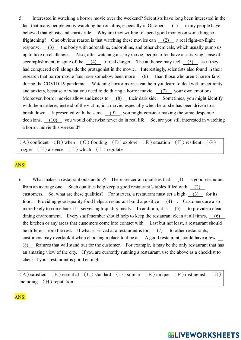 Hl文意選填 21-30