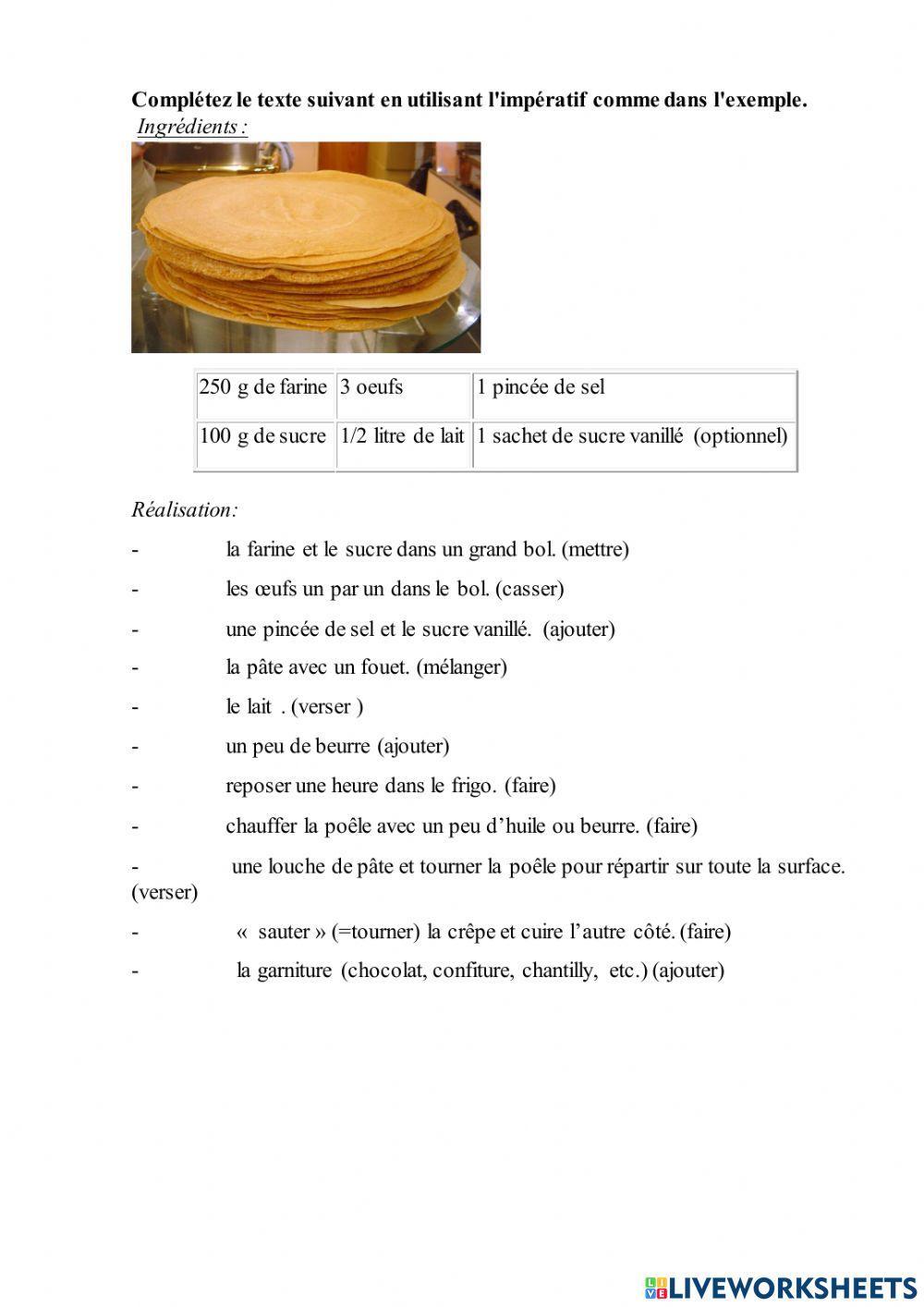 La recette des crêpes