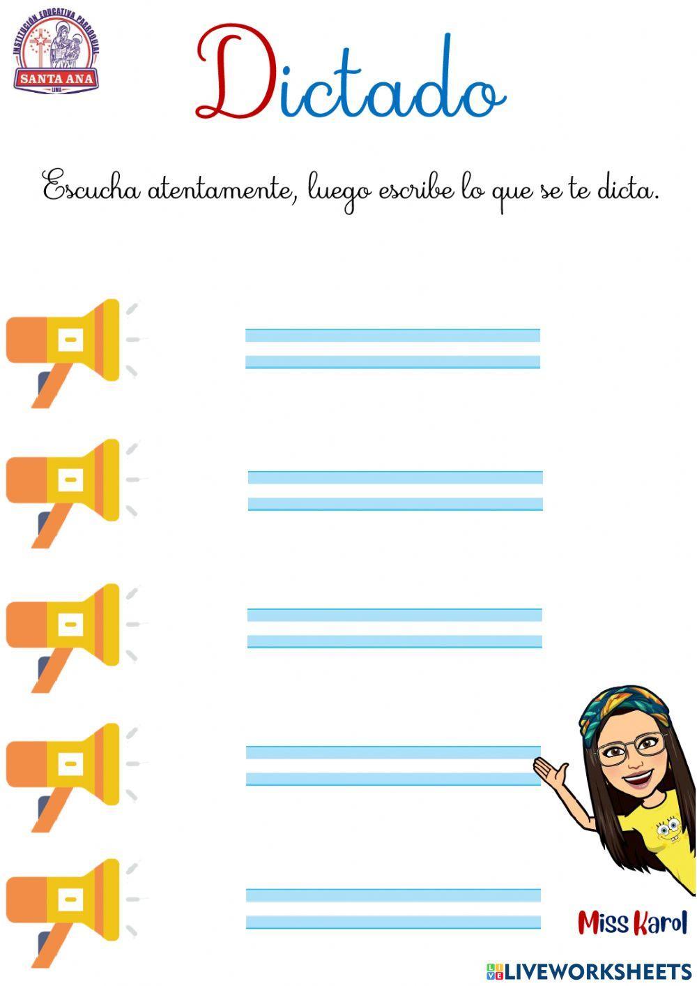 Dictado de vocales unidas