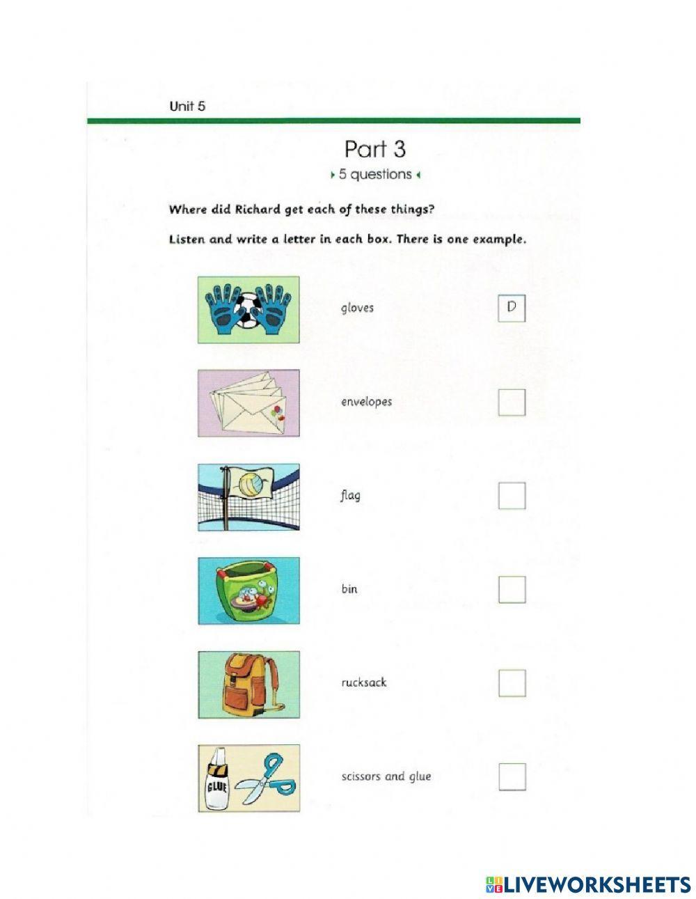Flyers Skill Builder Unit 5 Listening
