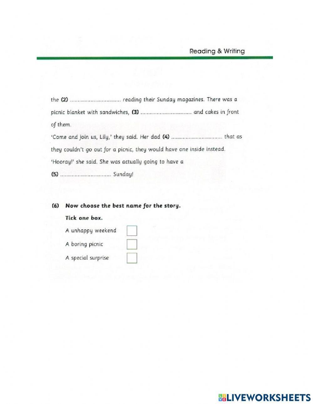 Flyers Skill Builder R&W part 1-5 Unit 5