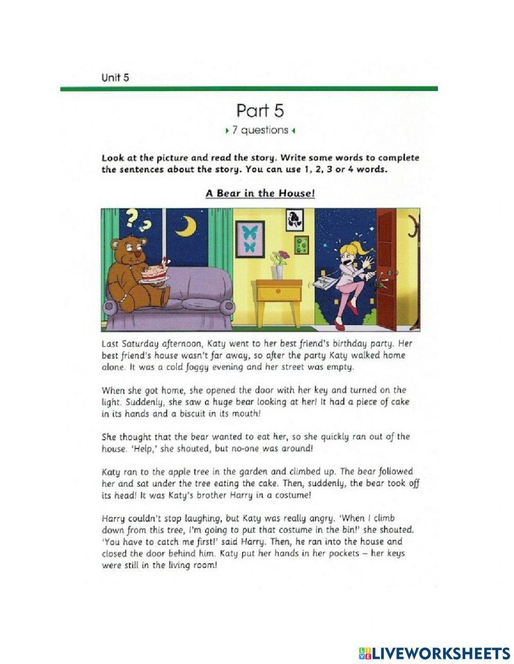 Flyers Skill Builder R&W part 1-5 Unit 5