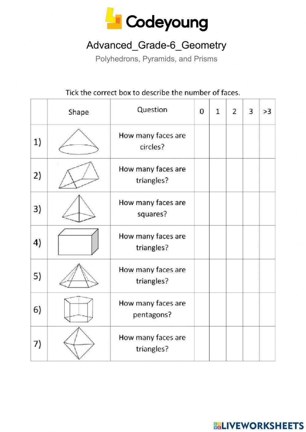 Polyhedrons, Pyramids, and Prisms Advanced