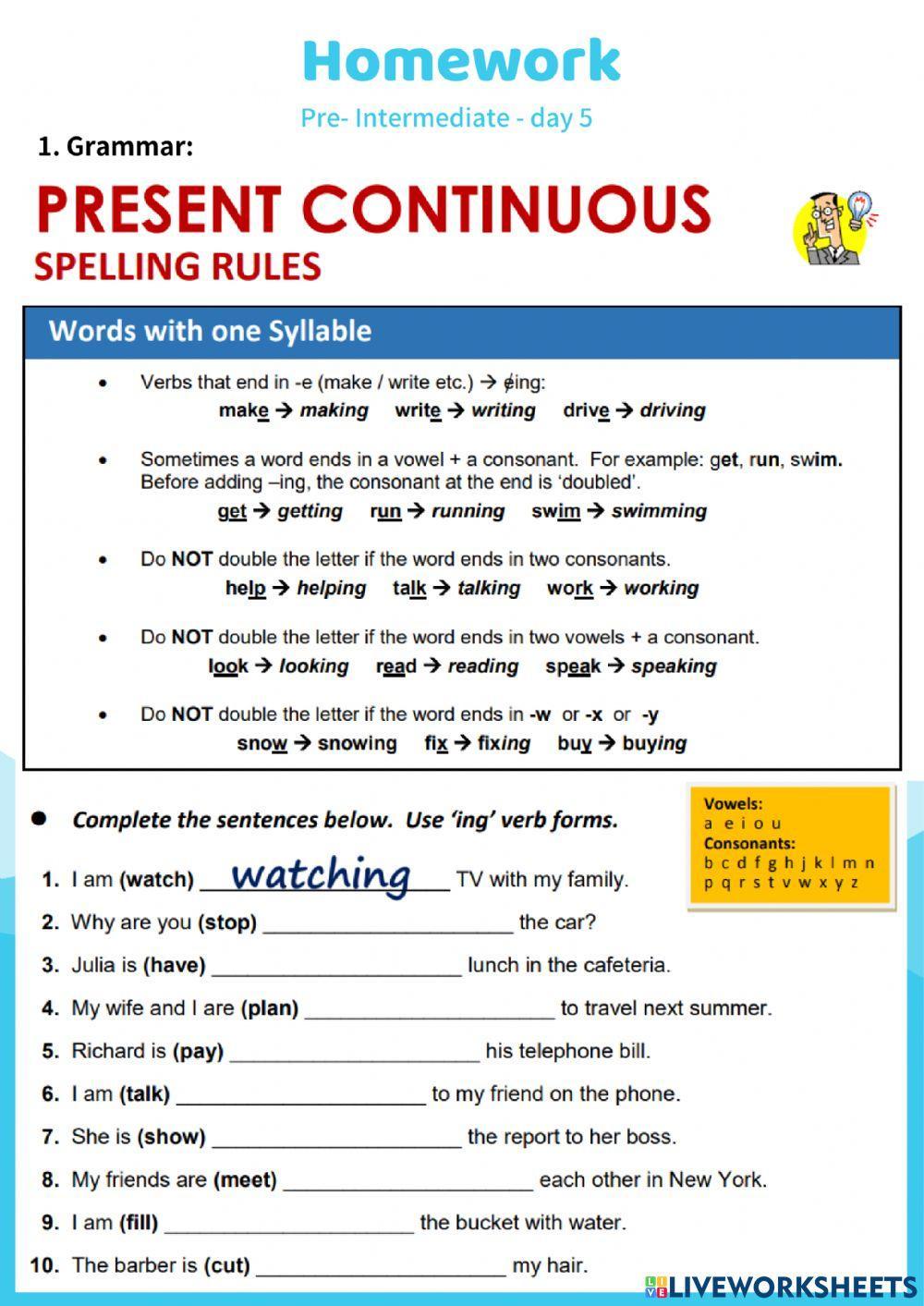 Pre-intermediate Day 5