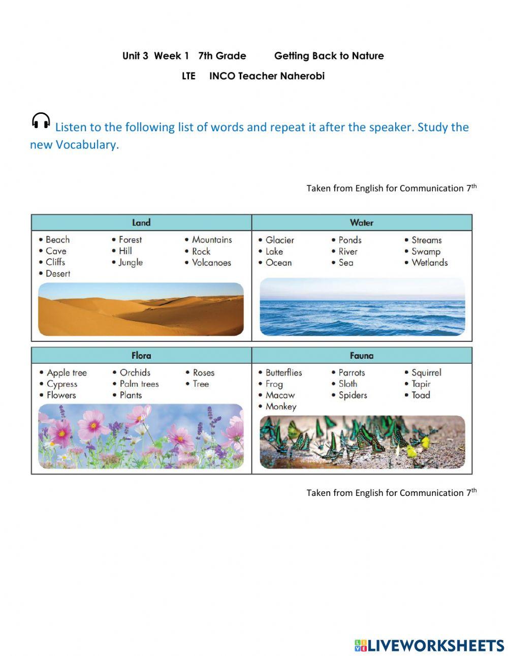 Unit 3 Week 1 Listening Getting back to nature