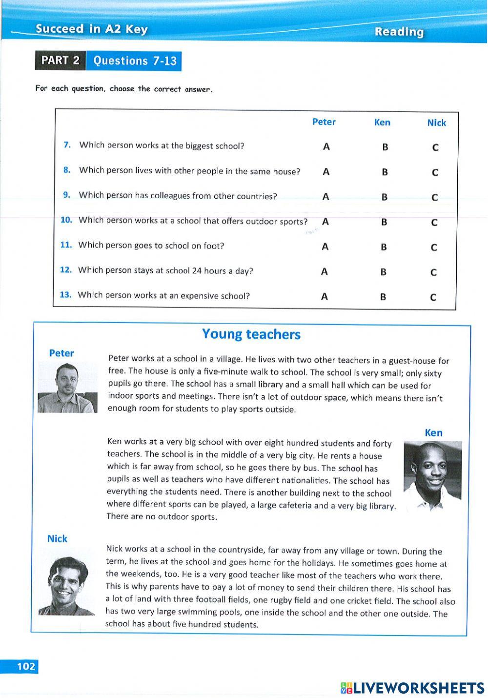 KET Succeed Test 8-Reading