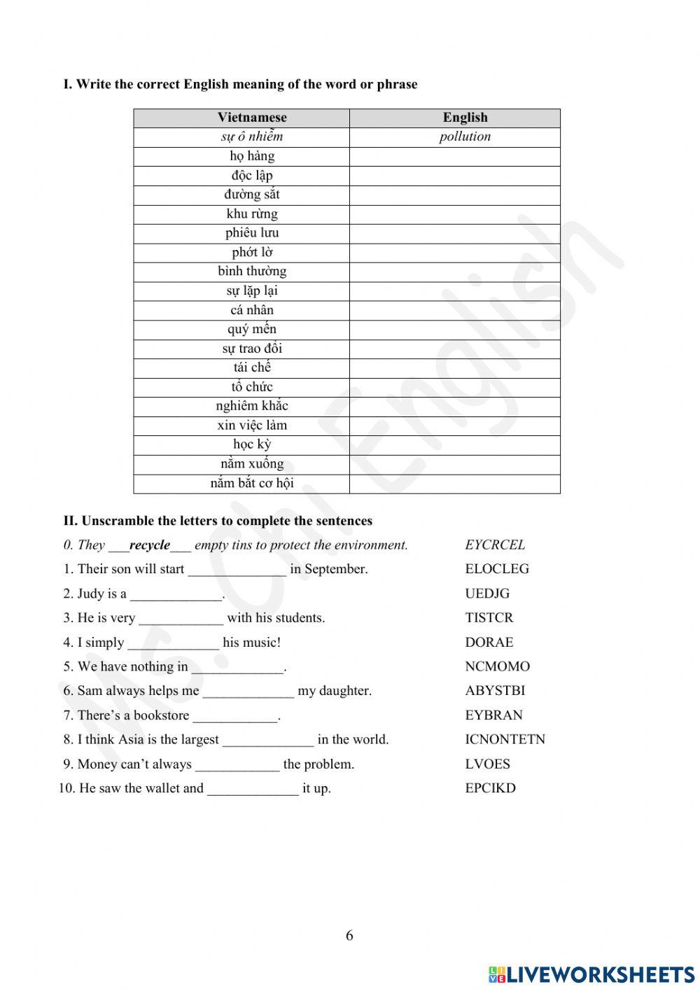 Foreign Teacher-GOLDA2+-U7-VOCAB