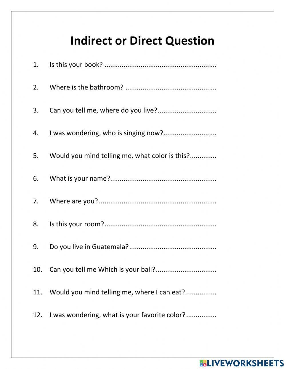 Indirect and Direct Questions