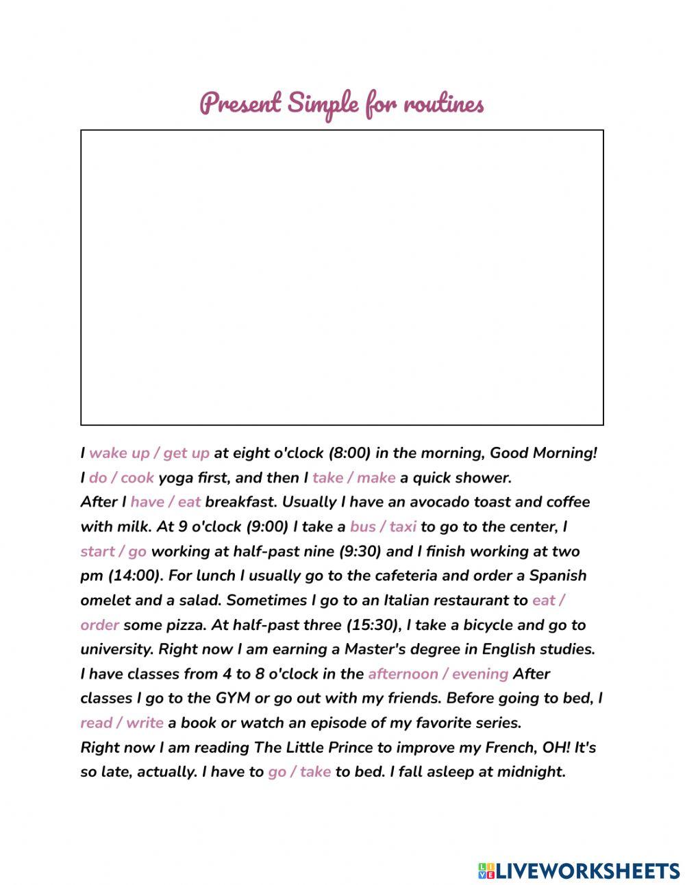 2096618 | Present simple for routines | Valentina Vega