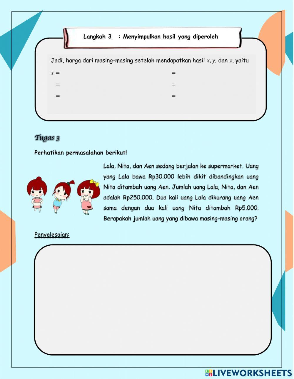 SPLTV Metode Eliminasi