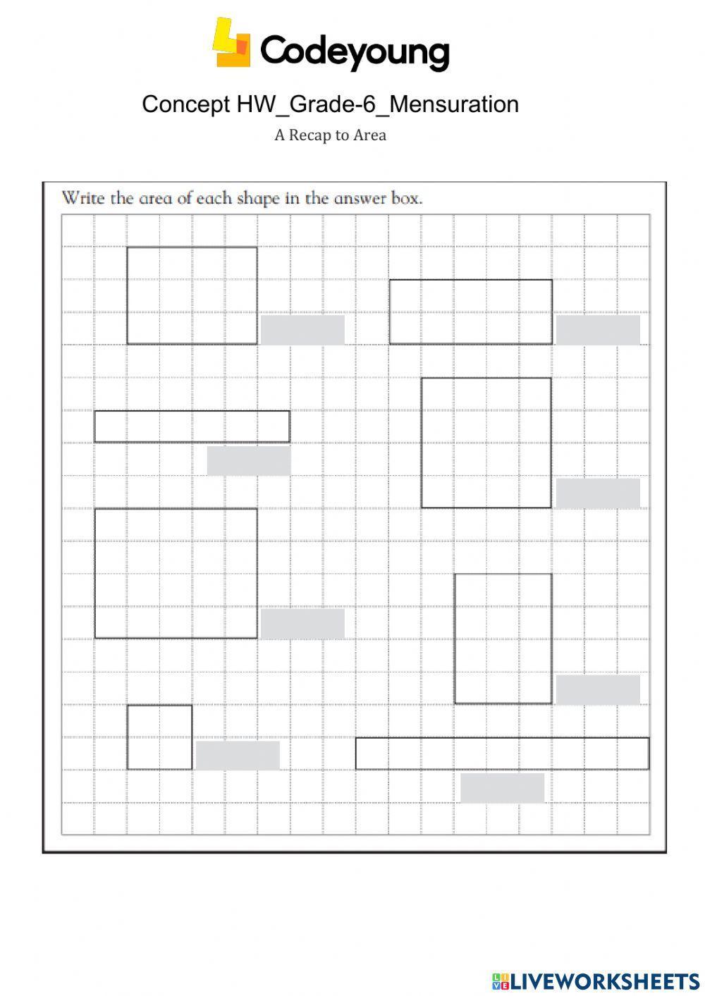 A Recap to Area Concept HW