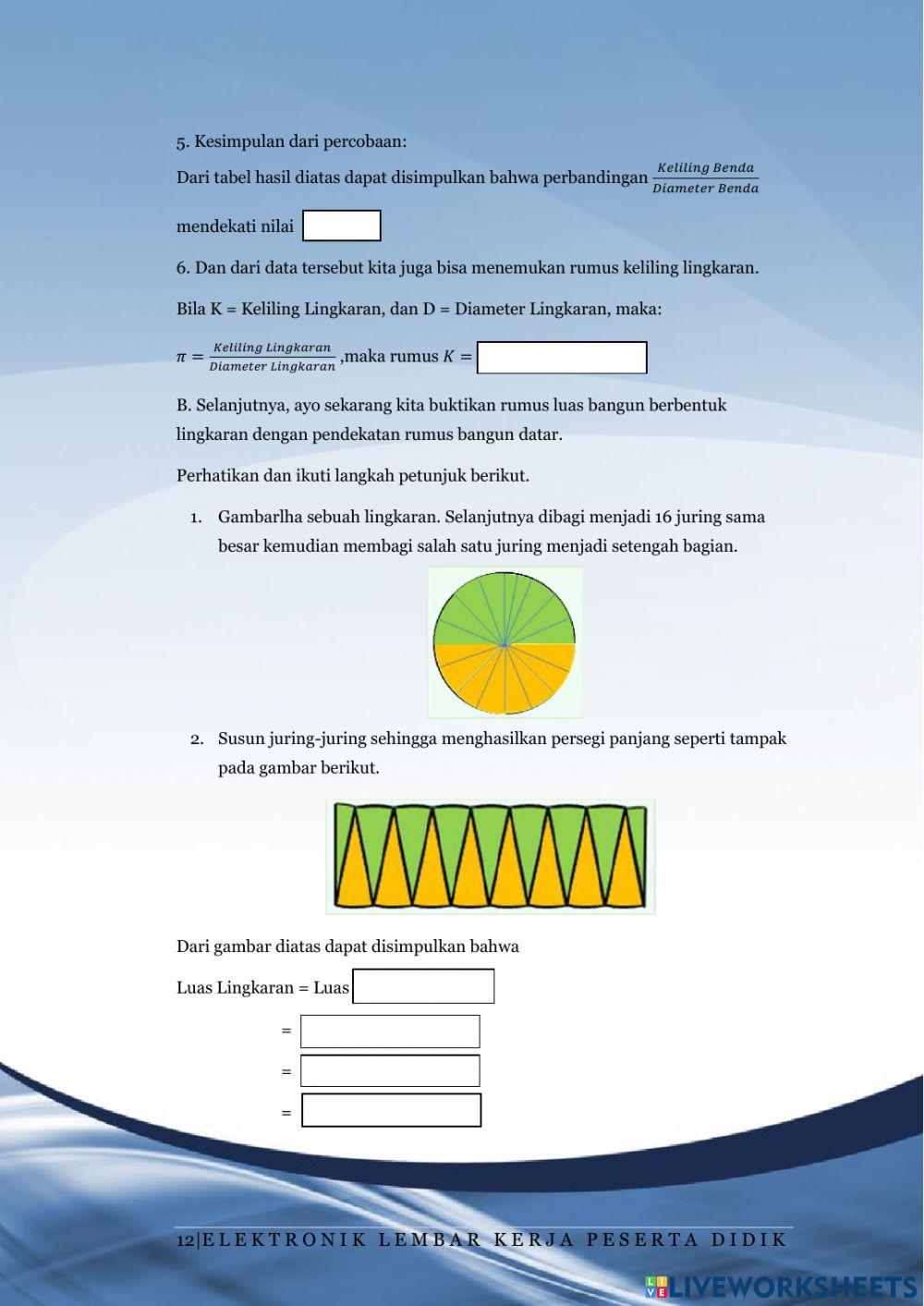 Lembar Kerja Peserta Didik 2 “Keliling dan Luas Lingkaran”