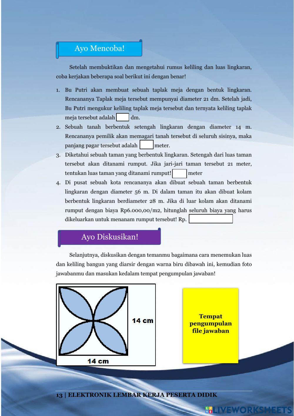 Lembar Kerja Peserta Didik 2 “Keliling dan Luas Lingkaran”