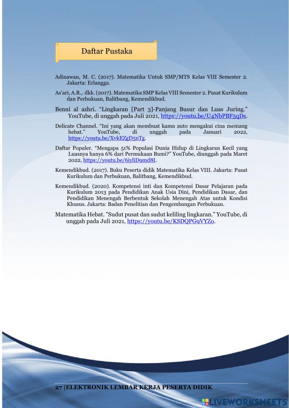 Lembar Kerja Peserta Didik 4 “Panjang Busur dan Luas Juring Lingkaran”