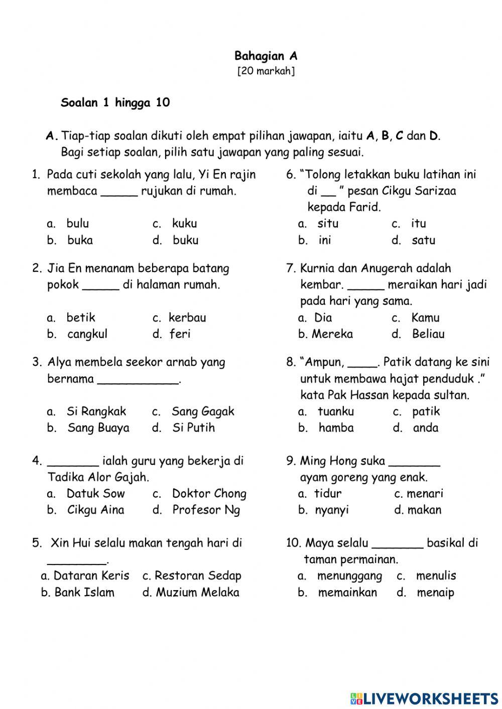 Pentaksiran Bahasa Melayu Tahun 4 (1) 2092581 Kairie