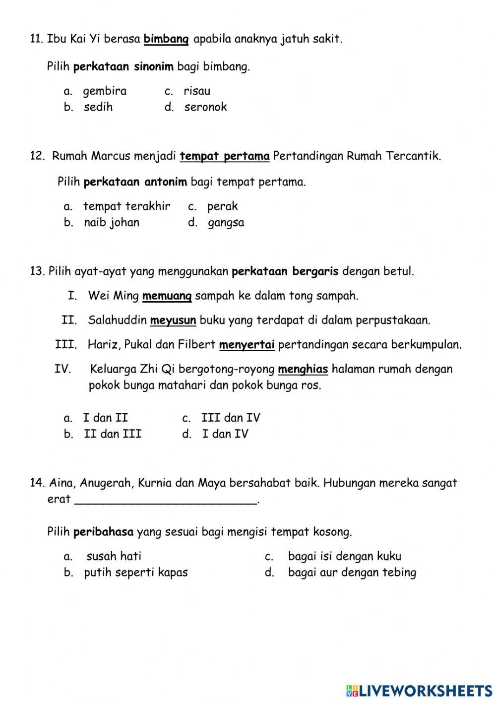 Pentaksiran Bahasa Melayu Tahun 4 (1)