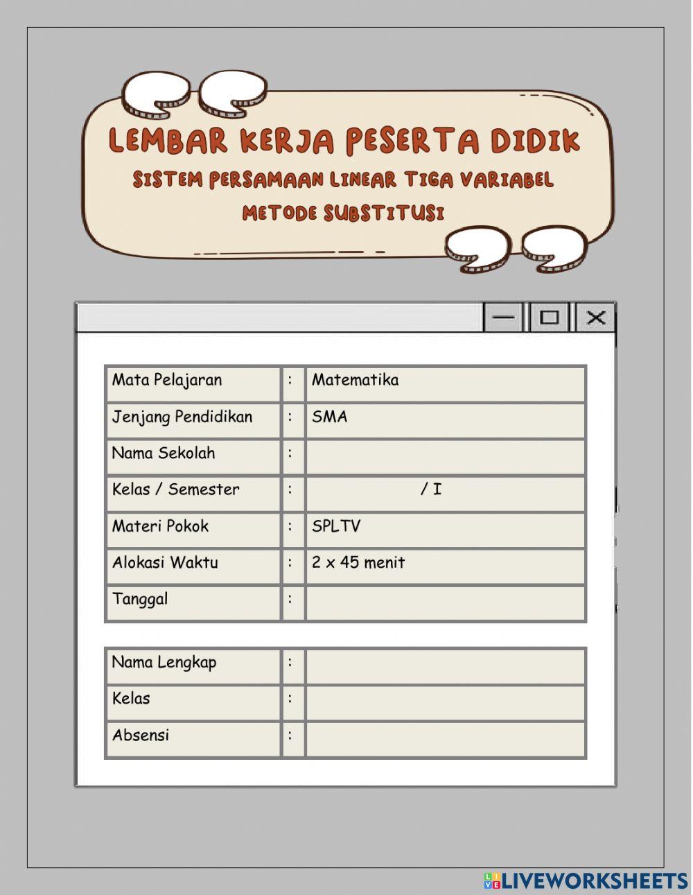 SPLTV Metode Substitusi