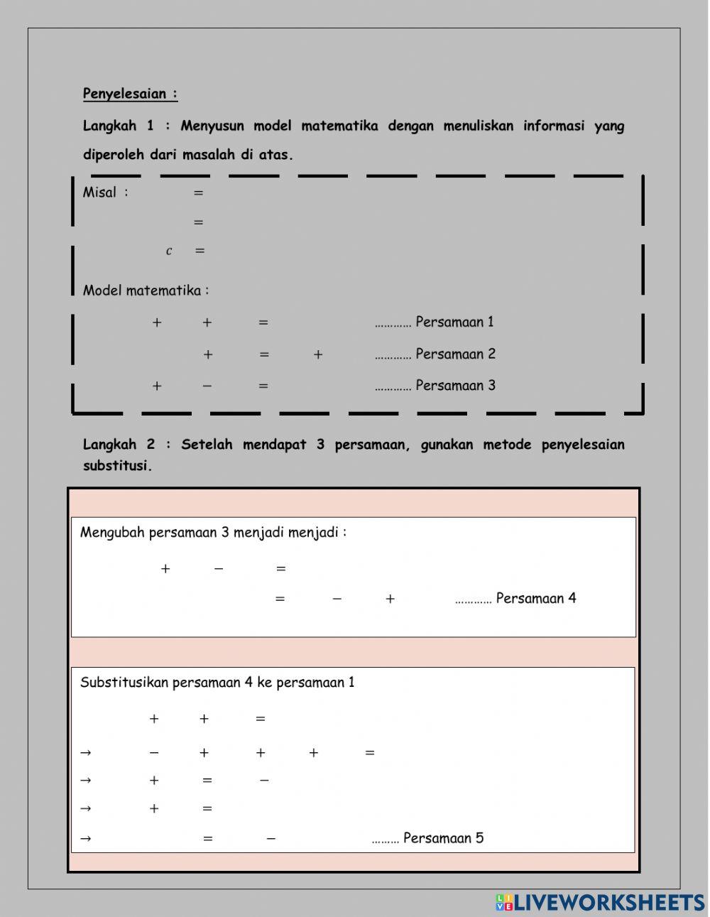 SPLTV Metode Substitusi