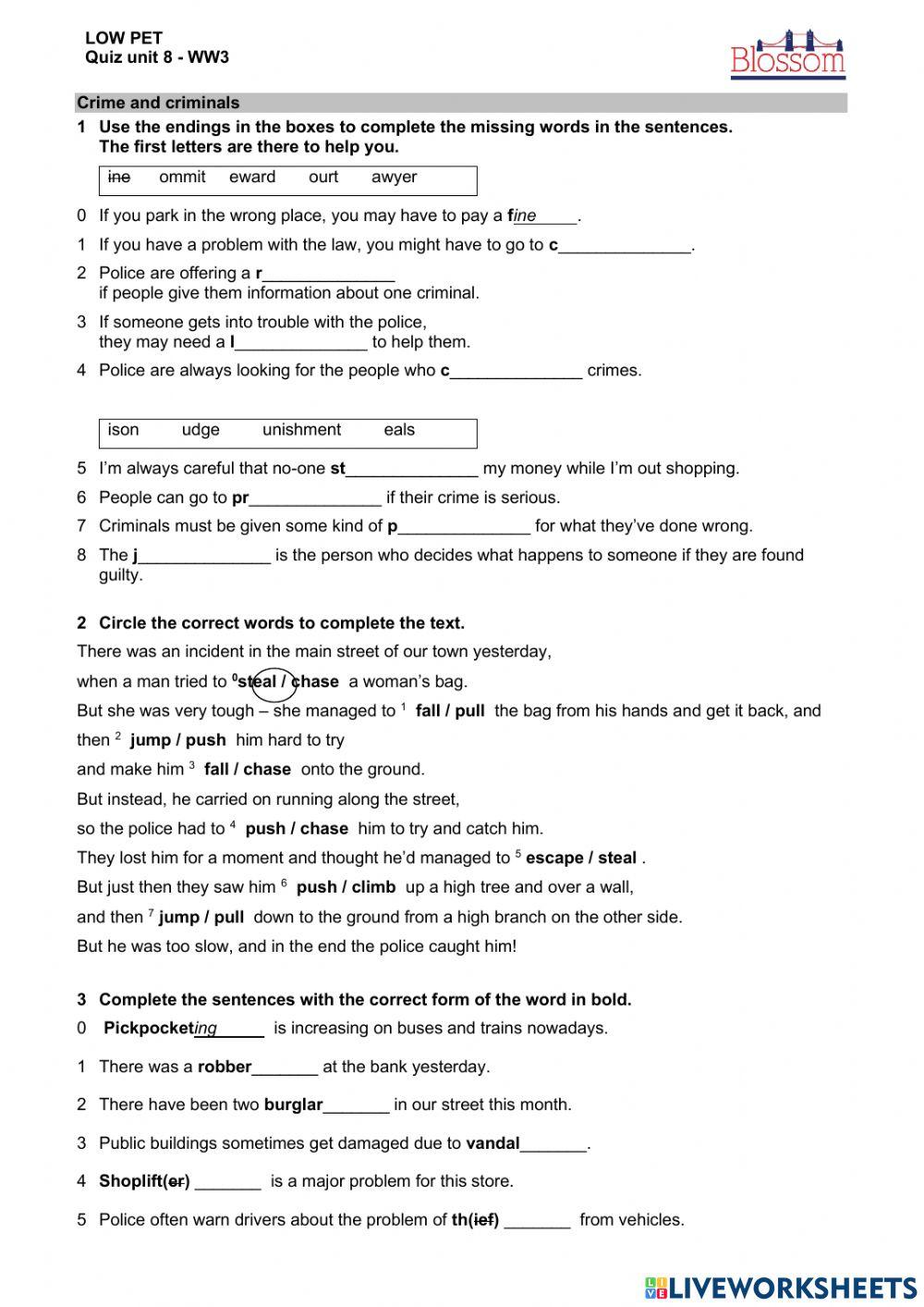 Quiz unit 8 - Wider World 3