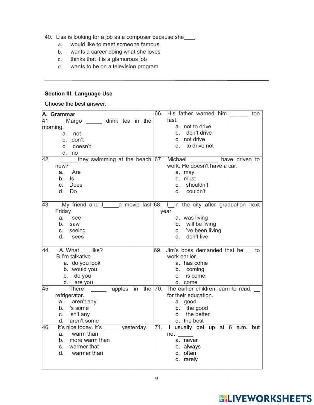 Placement Acc Grammar