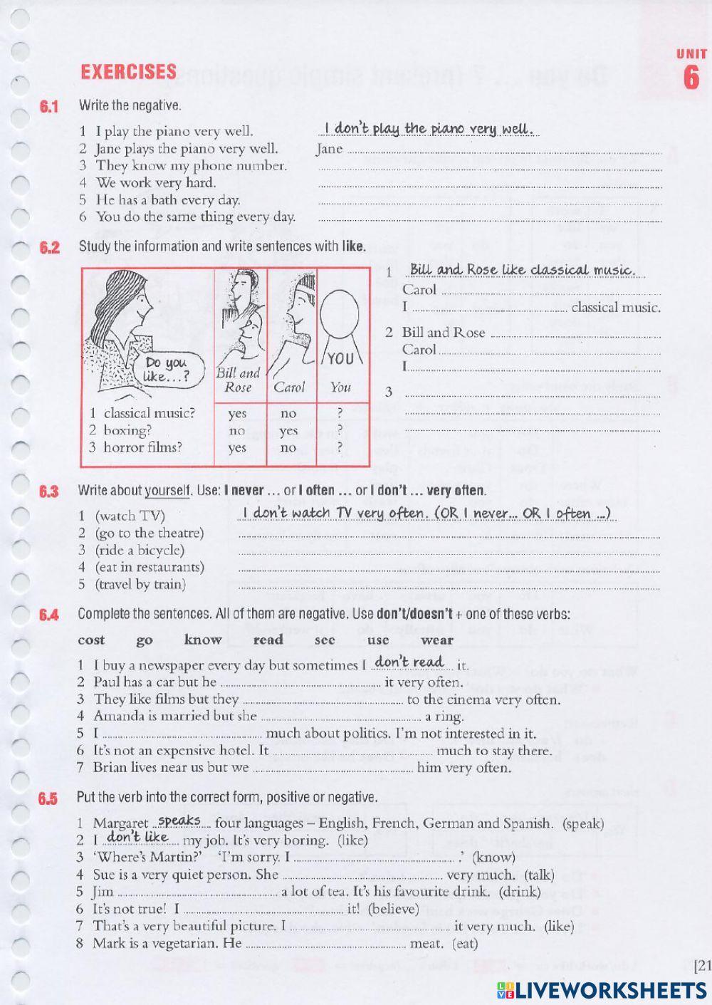 Simple Present negative