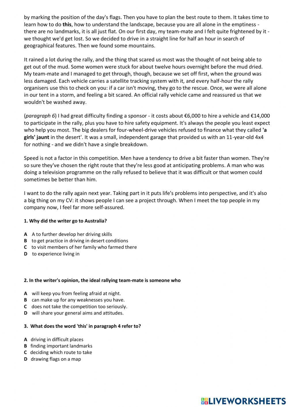 B2 first reading and listening part 1