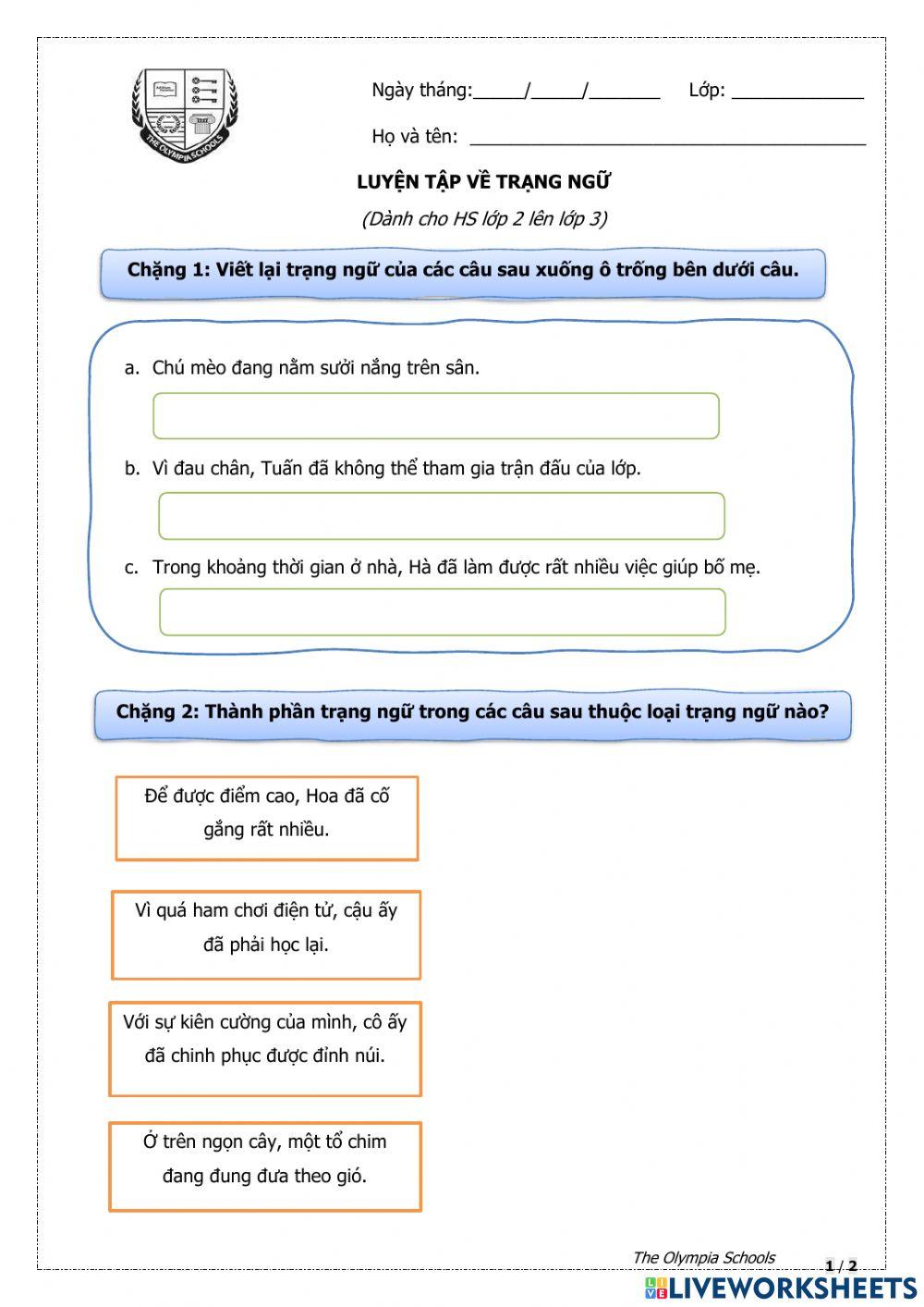 Ôn tập trạng ngữ