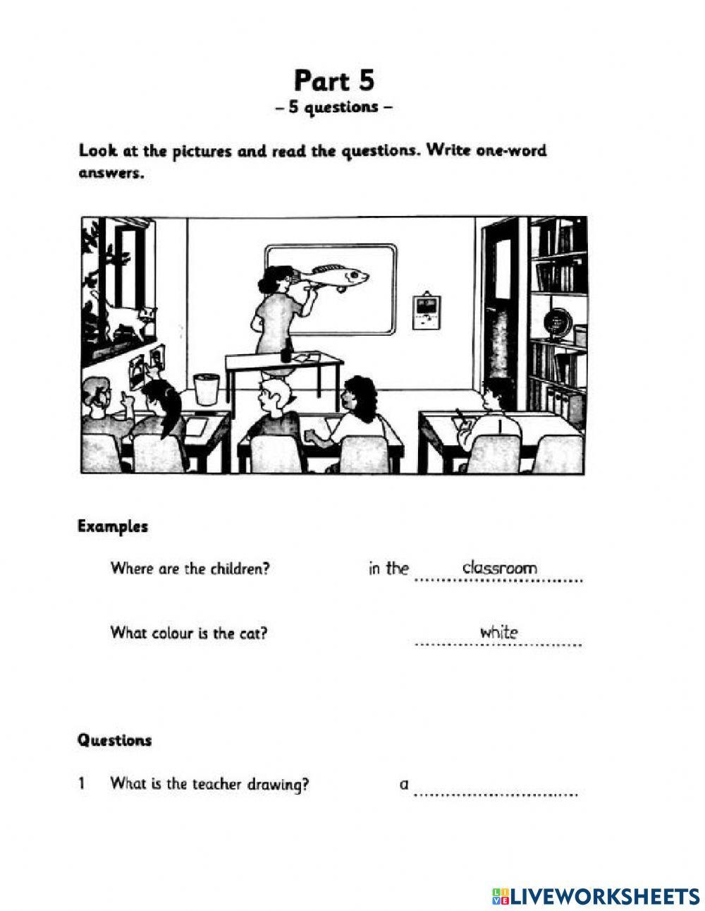 Starters young learners mock test reading and writing