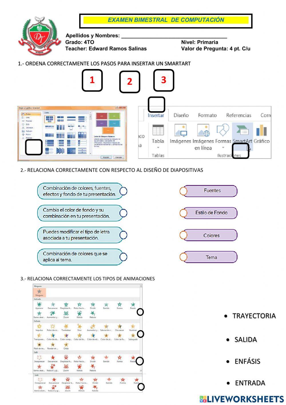 Examen bimestral julio 4°prim