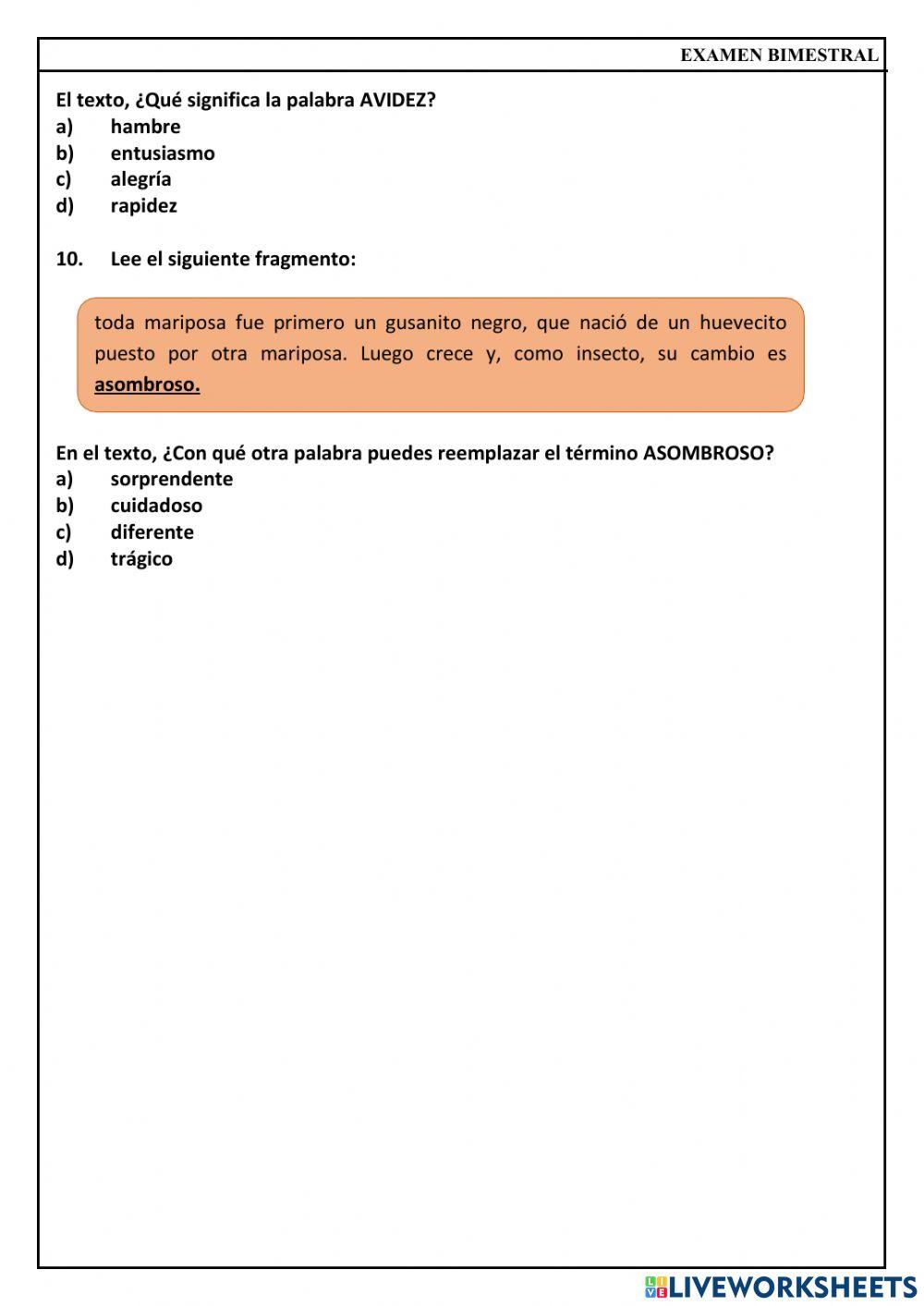 Examen de plan lector
