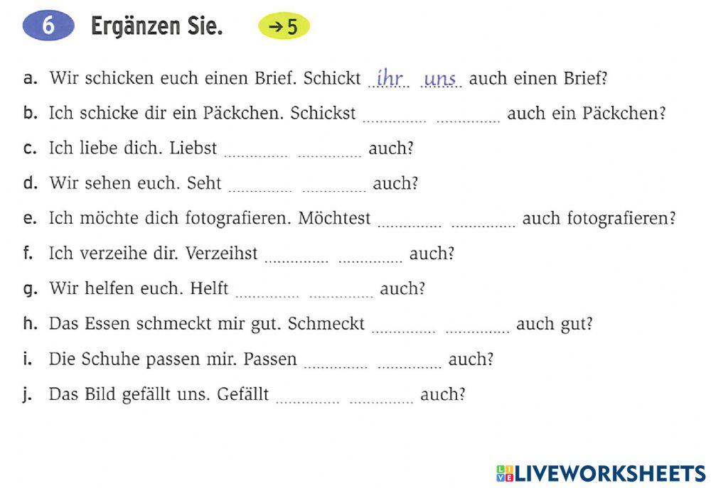 Personalpronomen N, Akk, D