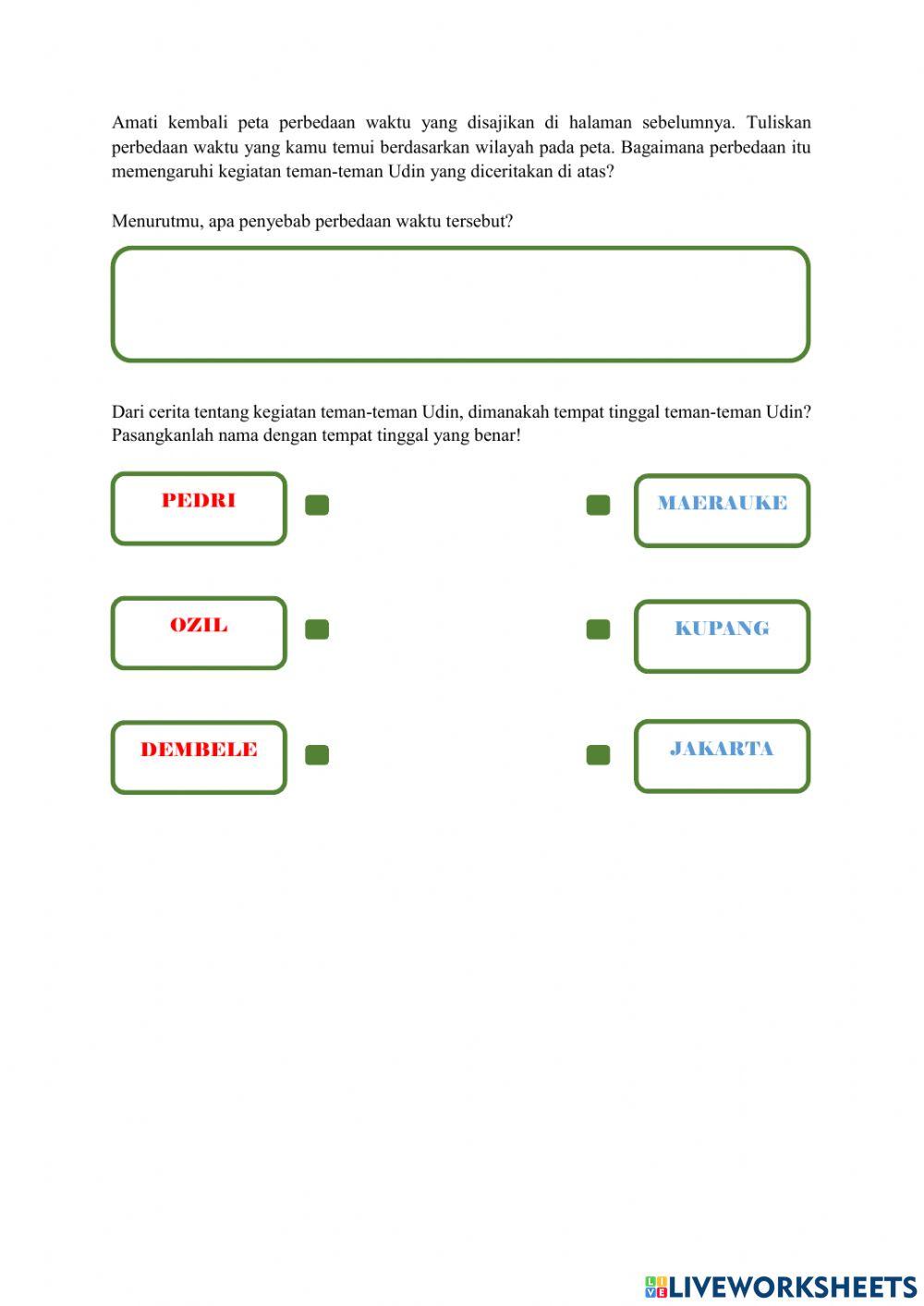 LKPD Kelas 6 Tema 8 Bumiku Subtema 1 Perbedaan Waktu dan Pengaruhnya