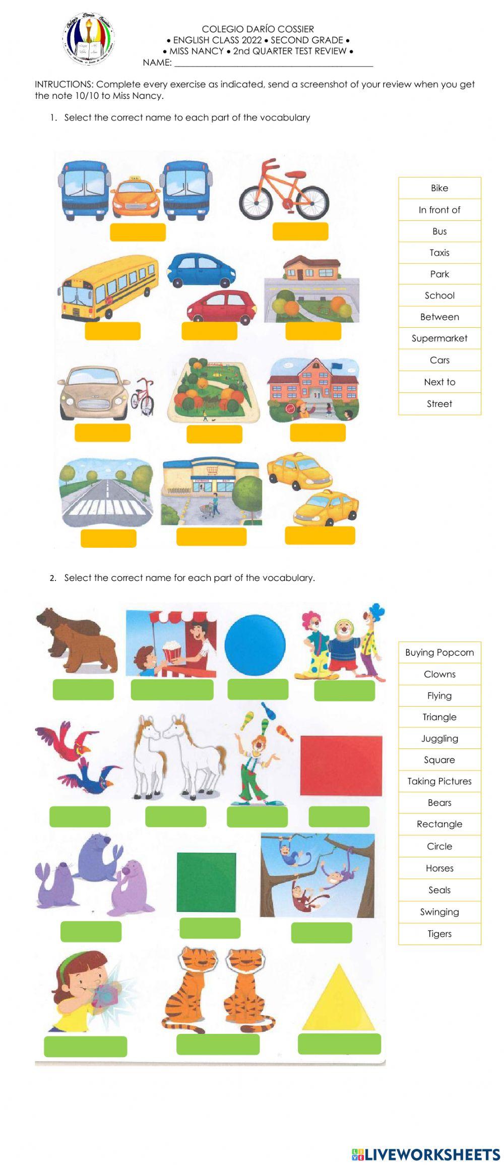 2nd grade 2quarter pre test