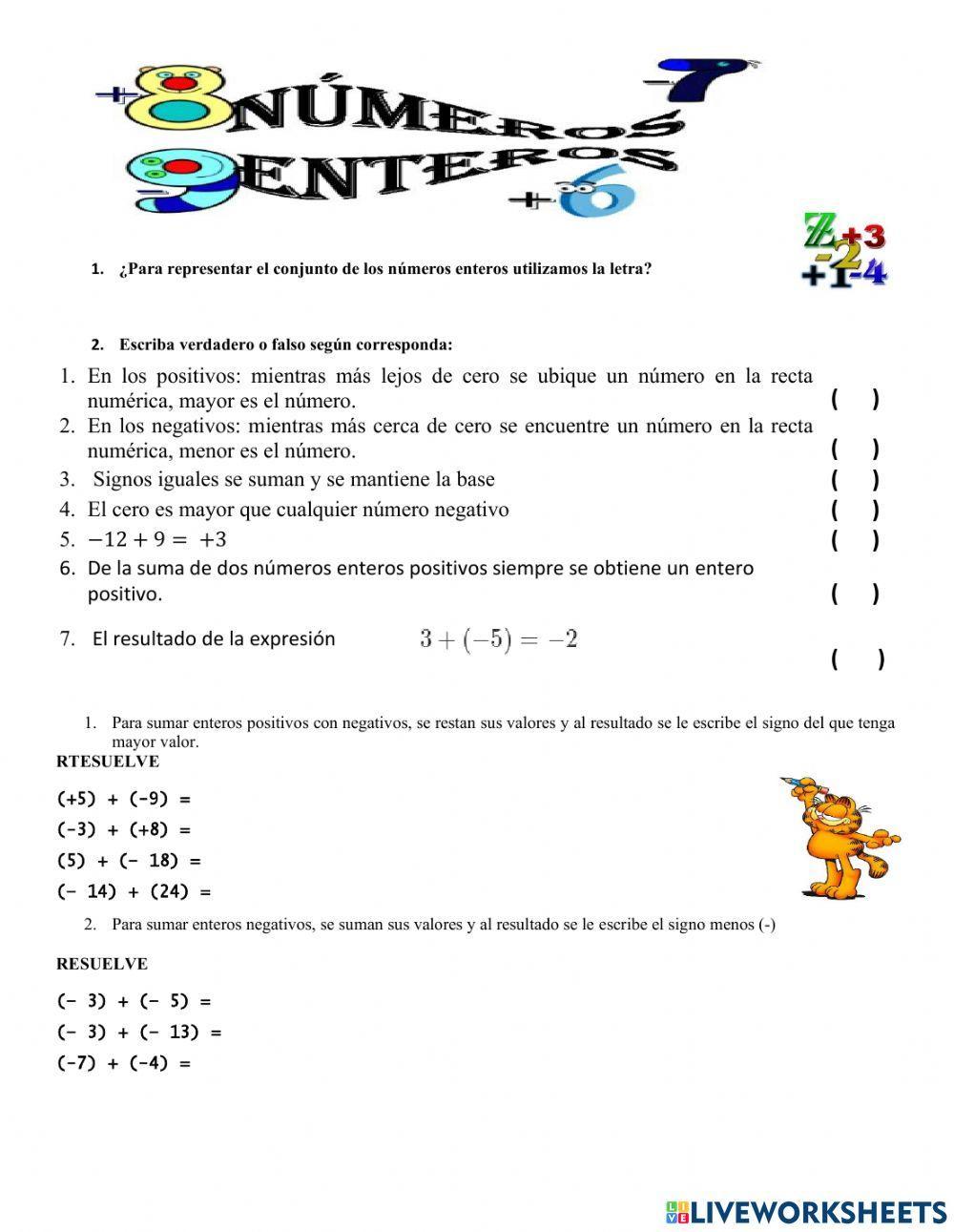 Suma y resta de nùmeros enteros