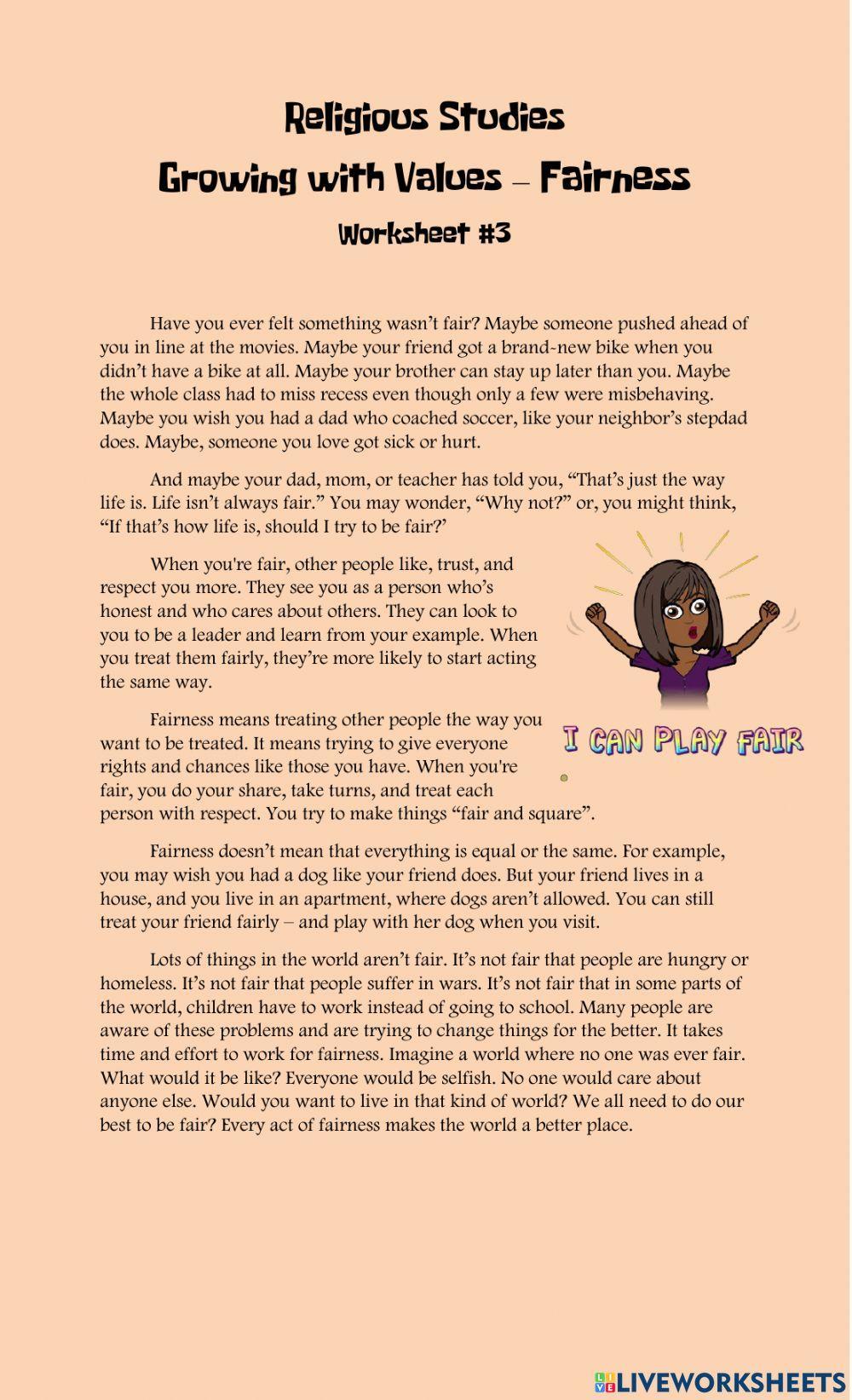 Fairness Worksheet -3