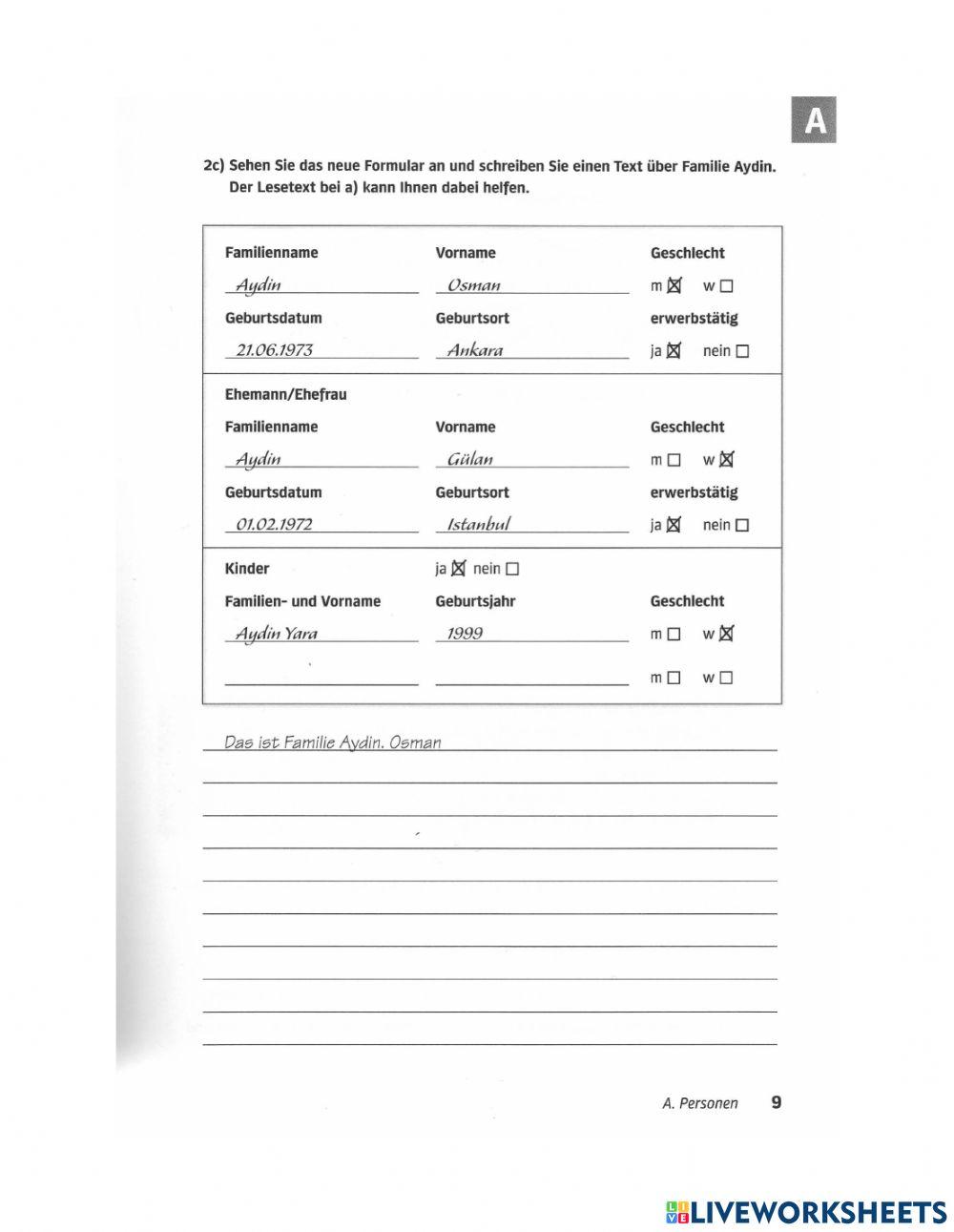 A1 Lektion 1 - Lesen Schreiben