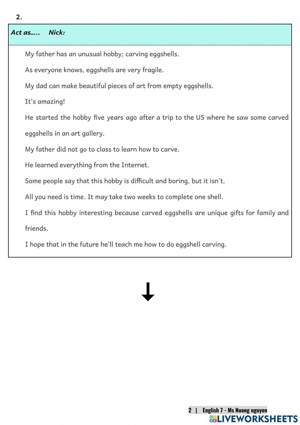 E7U1 (speaking) My hobbies -nuongnguyen