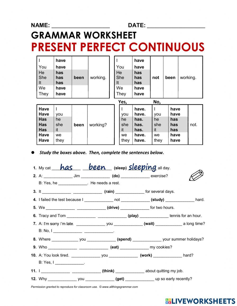 present perfect continuous 2392091 awanirfan Live