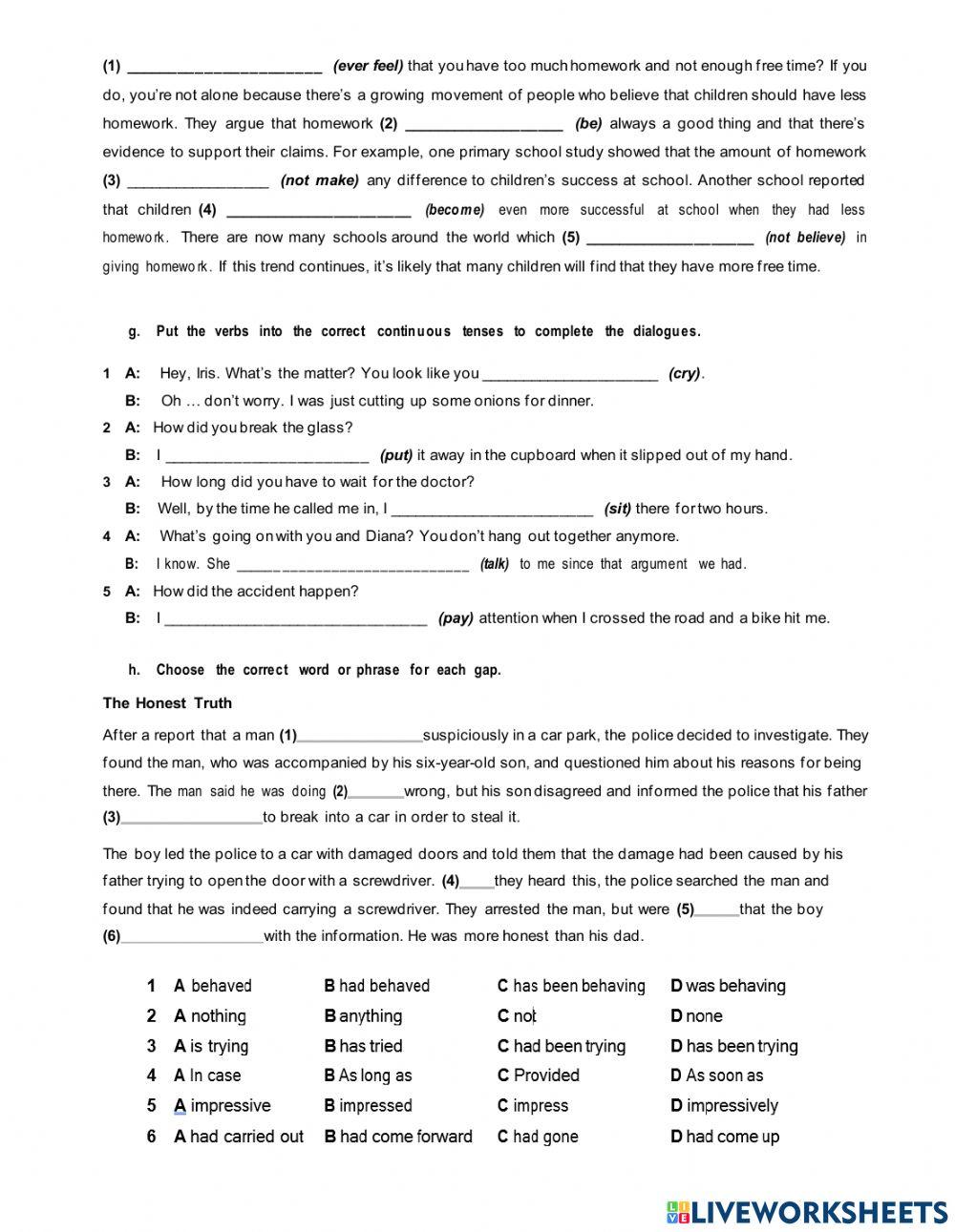 Grammar and vocabulary