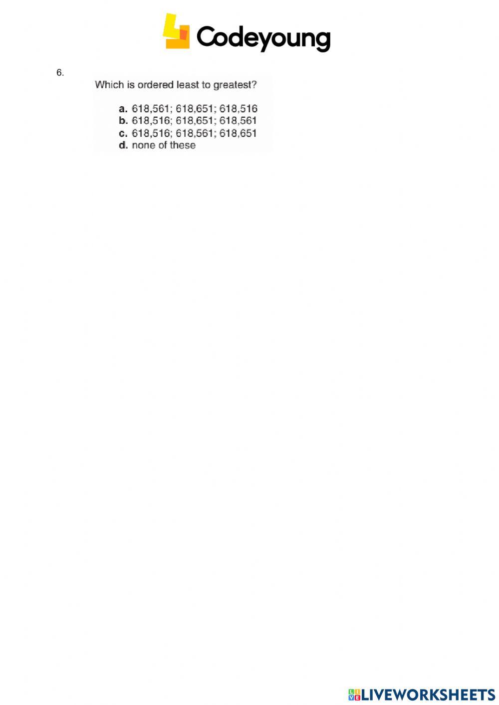 Concept-HW-Comparing and Ordering Large Numbers