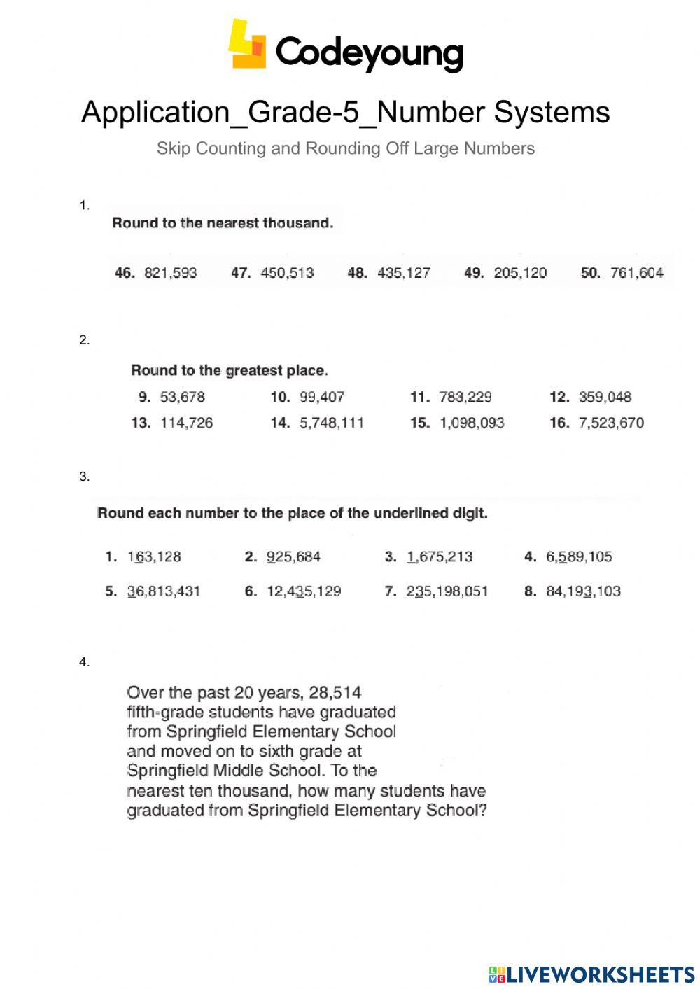 Application-Skip Counting and Rounding Off Large Numbers