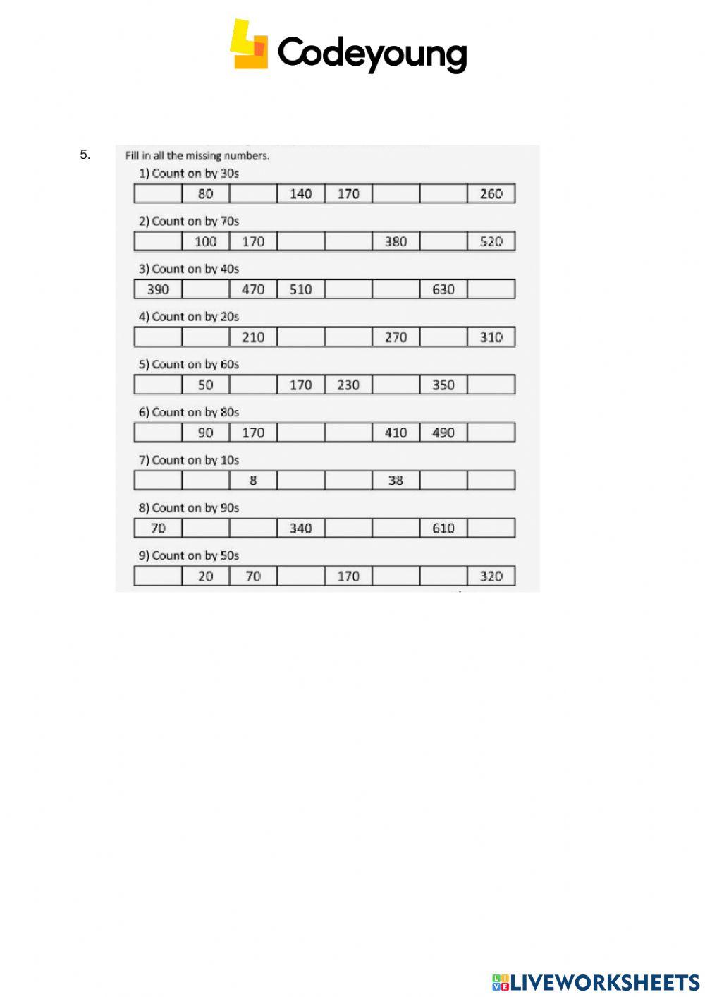 Application-Skip Counting and Rounding Off Large Numbers
