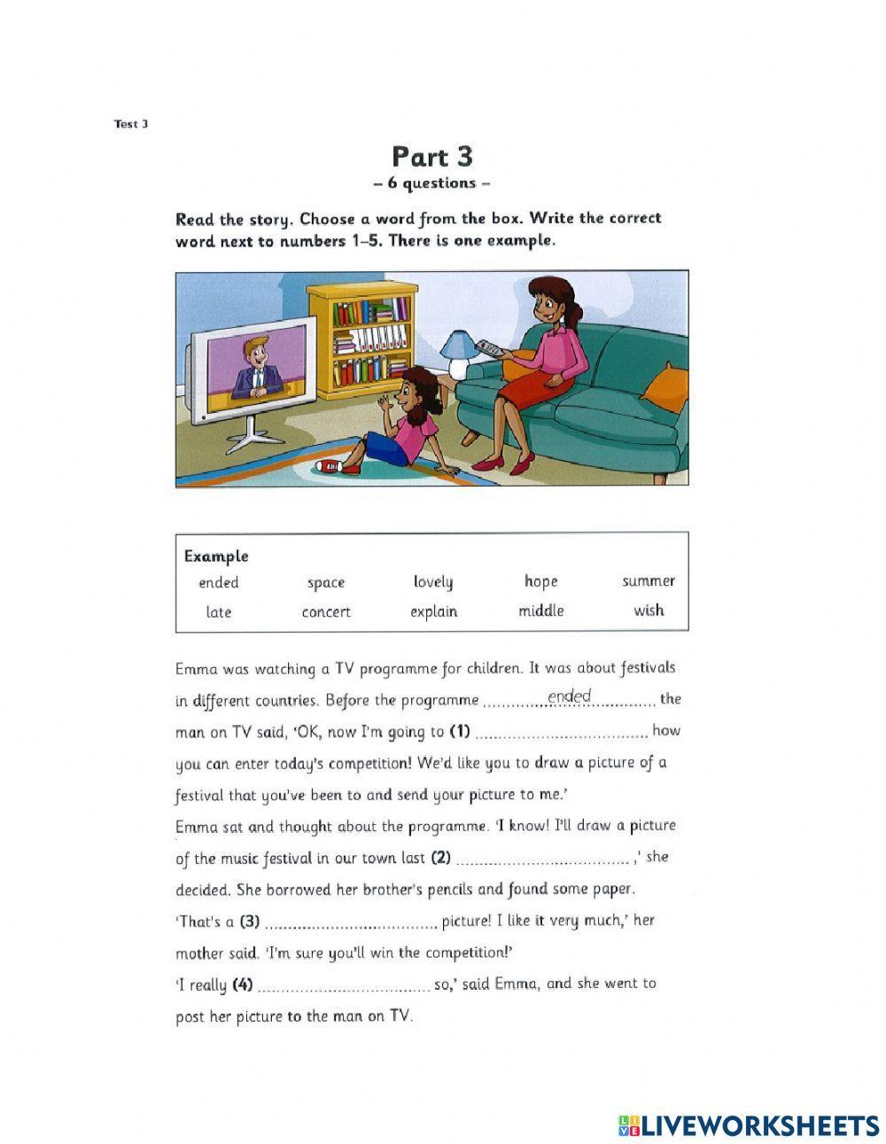 Flyers 4 Test 3 R&W part 1-5